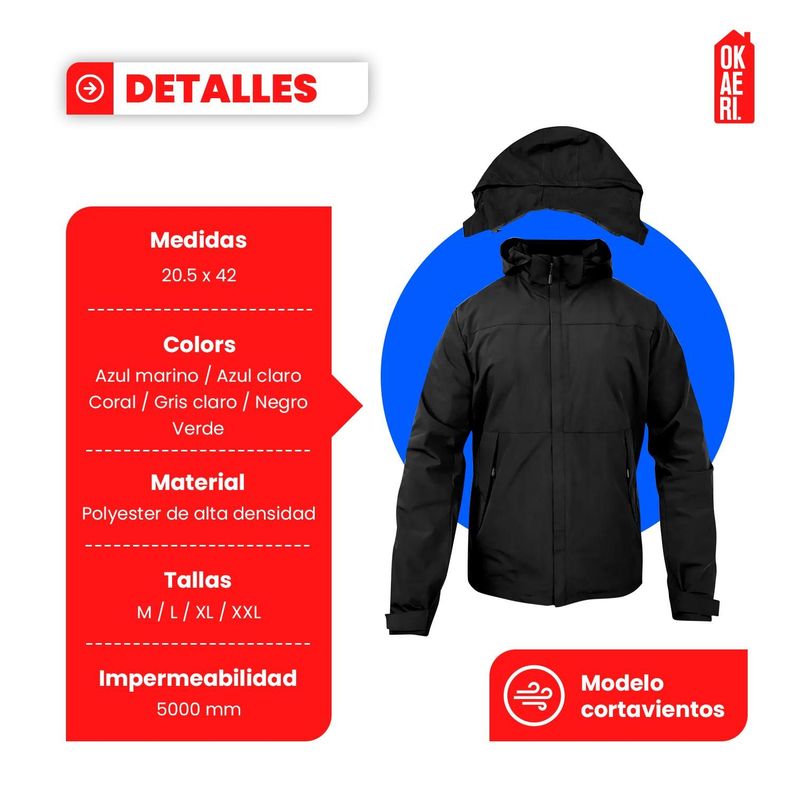 Chaqueta Cortaviento Impermeable Outdoor Hombre-2