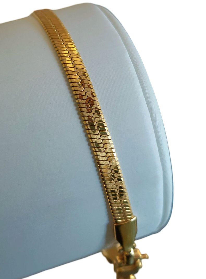 Pulsera ORO 18K Laminado Tejido Serpiente Diseño Boa -0