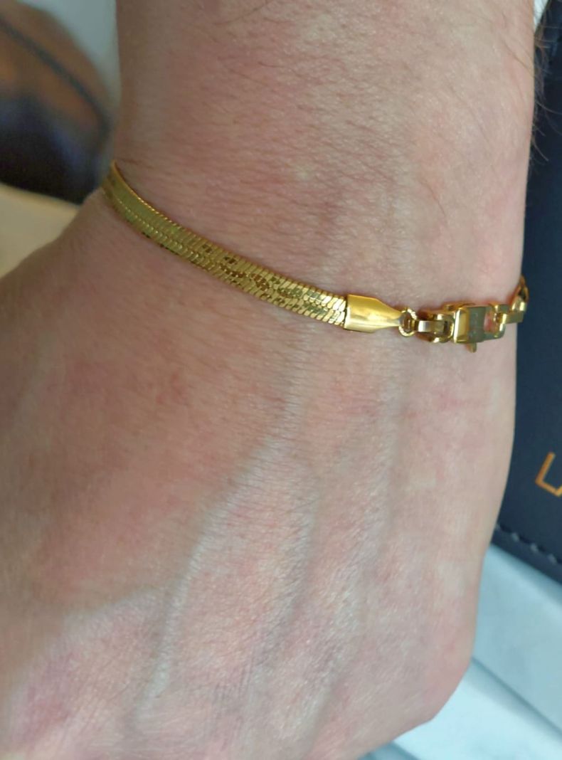 Pulsera ORO 18K Laminado Tejido Serpiente Diseño Boa -1