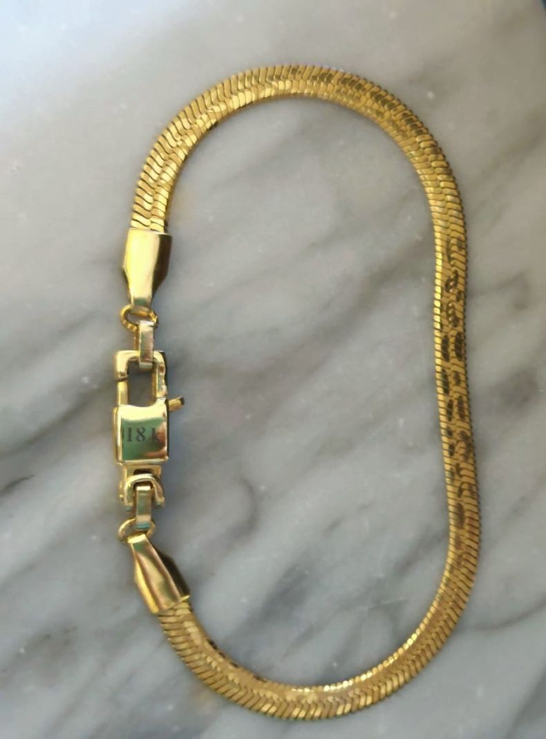 Pulsera ORO 18K Laminado Tejido Serpiente Diseño Boa -2