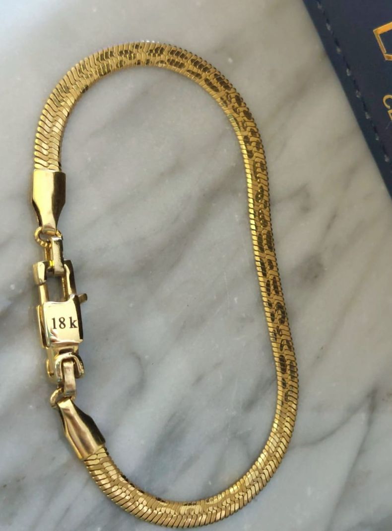 Pulsera ORO 18K Laminado Tejido Serpiente Diseño Boa -3