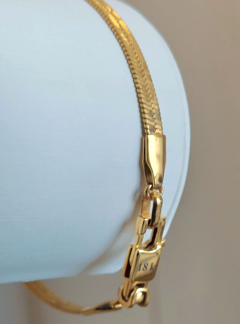 Pulsera ORO 18K Laminado Tejido Serpiente Diseño Boa -4