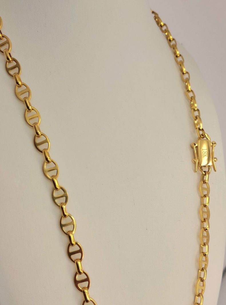 Cadena ORO 18K Laminado Tejido Ancla Broche Cajón -0
