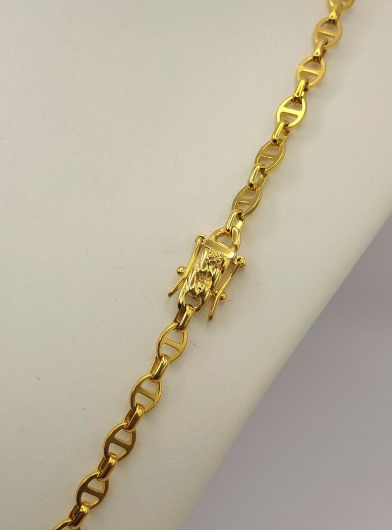 Cadena ORO 18K Laminado Tejido Ancla Broche Cajón -1