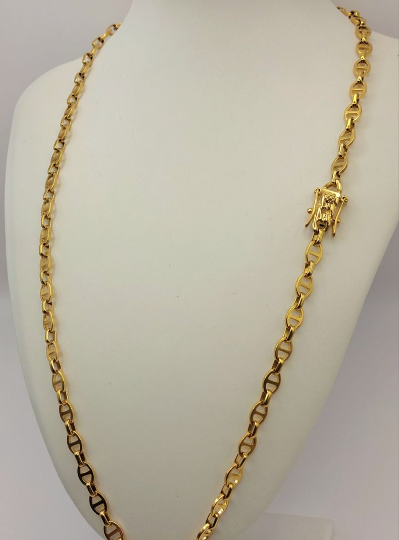 Cadena ORO 18K Laminado Tejido Ancla Broche Cajón -4