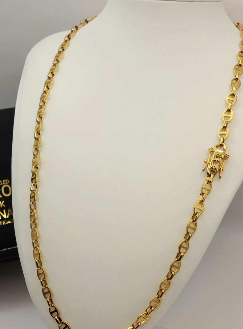Cadena ORO 18K Laminado Tejido Ancla Broche Cajón -5