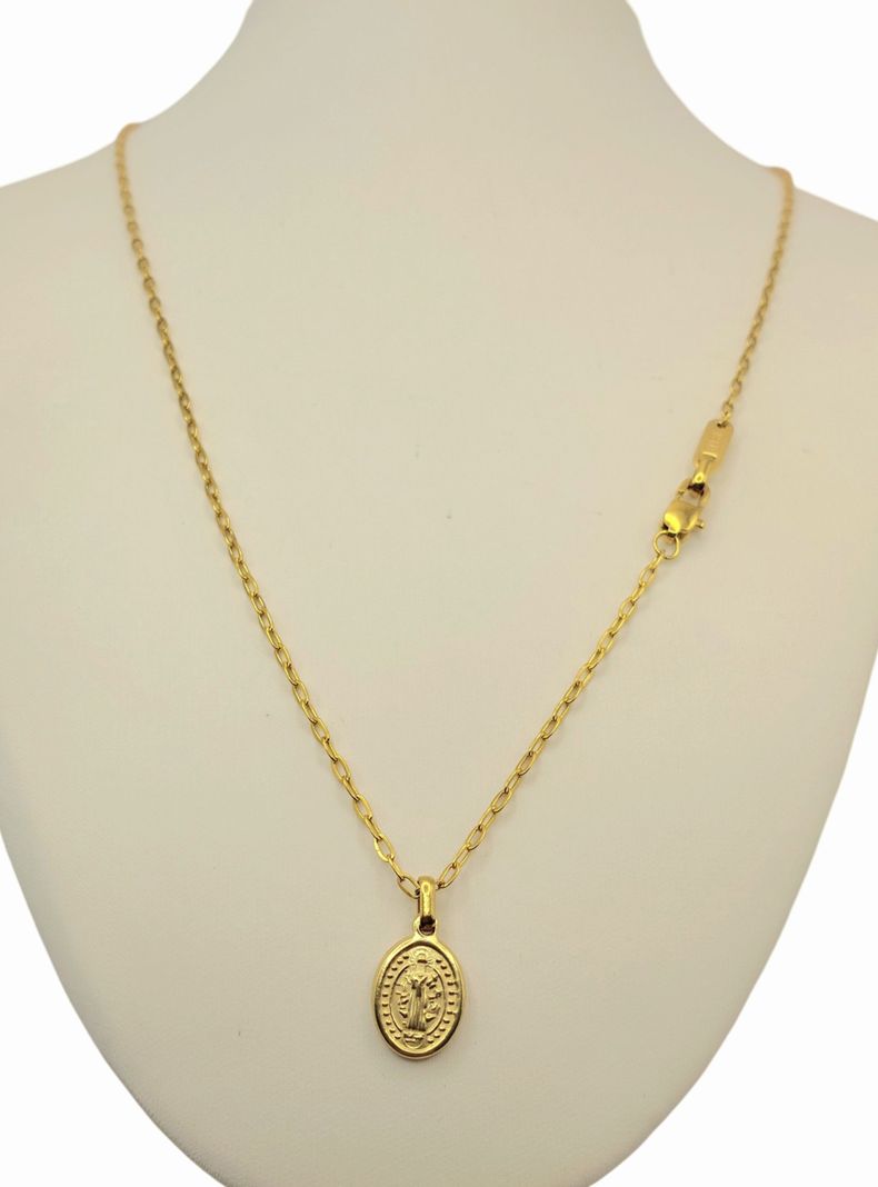 Cadena ORO 18K Laminado Tejido Clip San Benito -0