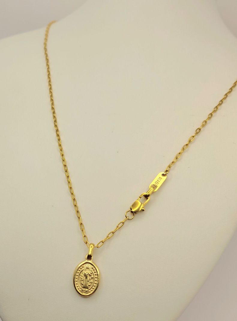 Cadena ORO 18K Laminado Tejido Clip San Benito -1