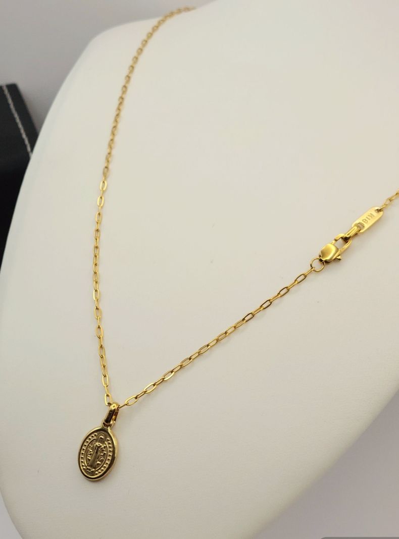 Cadena ORO 18K Laminado Tejido Clip San Benito -2