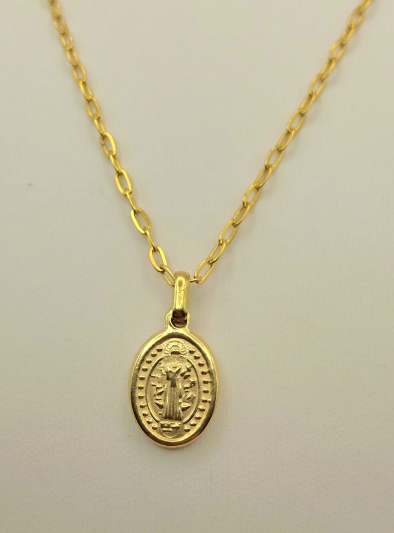 Cadena ORO 18K Laminado Tejido Clip San Benito -5