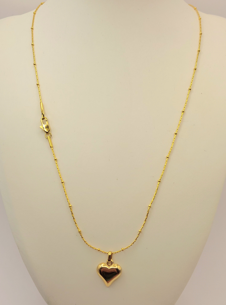 Cadena Tejido Mixto con Corazón de Oro Laminado 18k-0