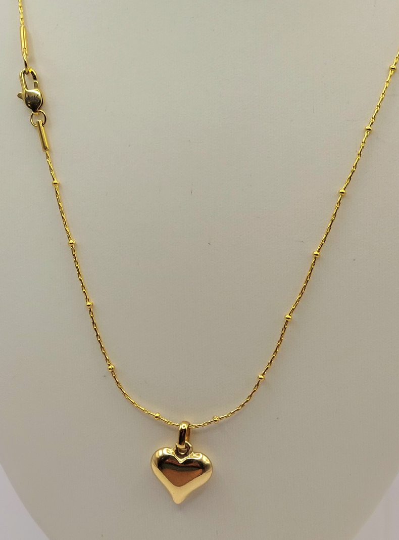 Cadena Tejido Mixto con Corazón de Oro Laminado 18k-1