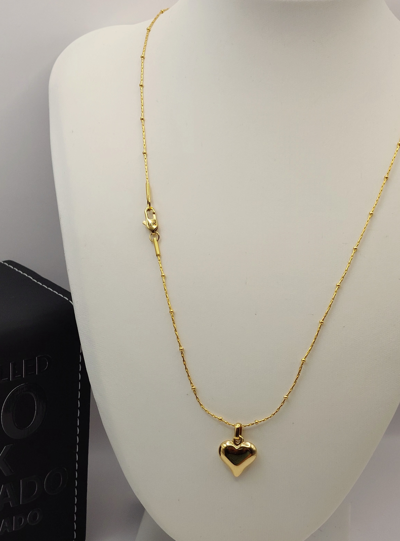 Cadena Tejido Mixto con Corazón de Oro Laminado 18k-4