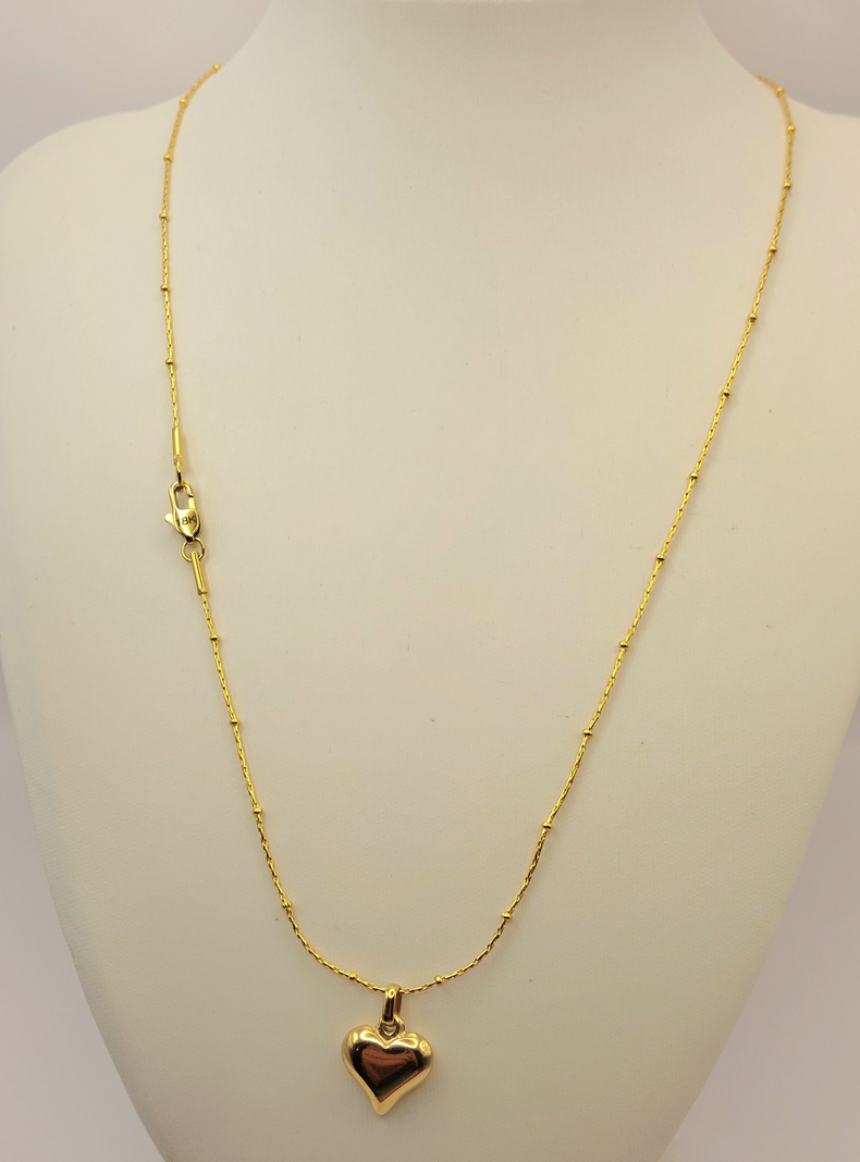 Cadena Tejido Mixto con Corazón de Oro Laminado 18k-5