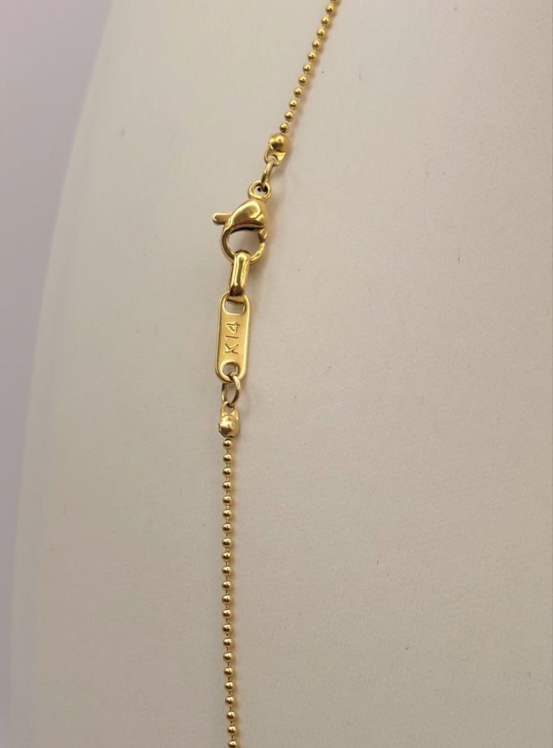 Cadena ORO 14K Laminado Tejido Militar y Cruz con Brillantes -2