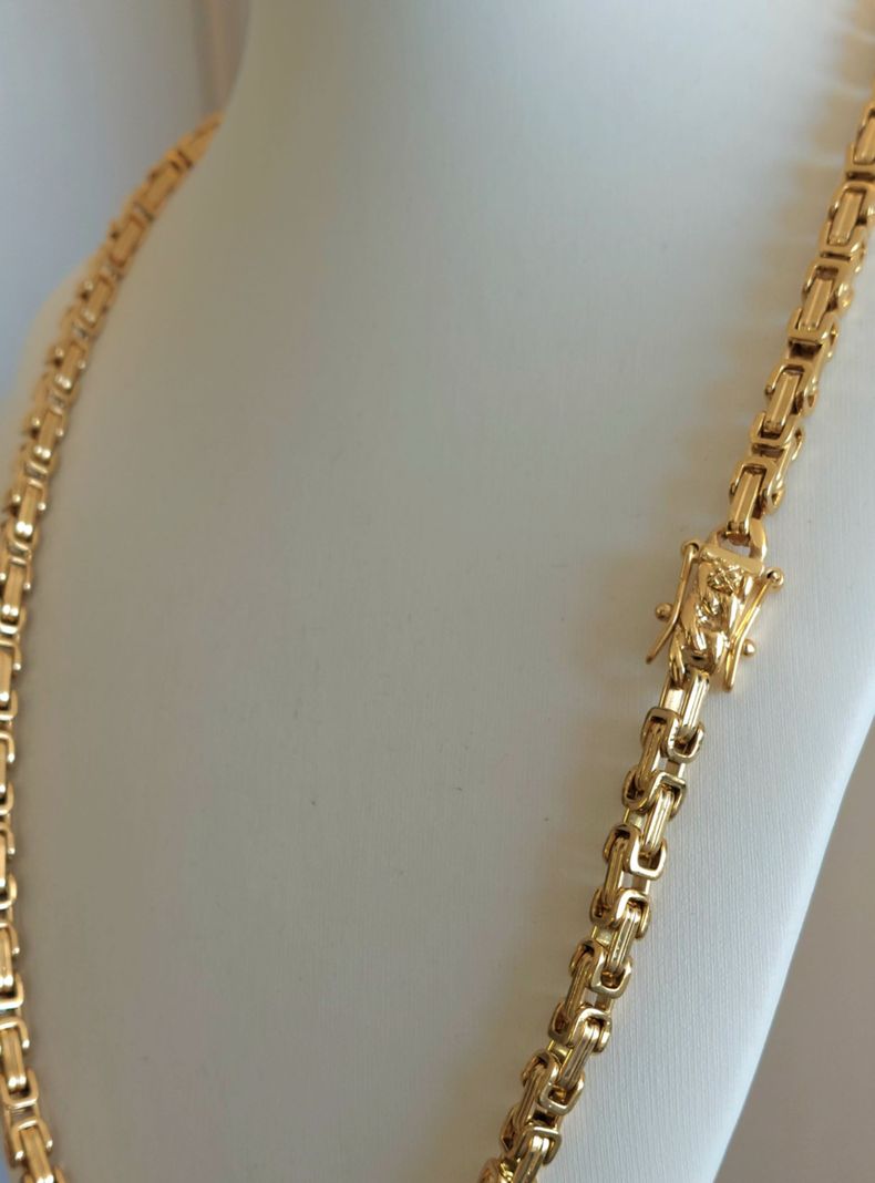 Cadena ORO Laminado 18K Tejido Camino Del Inca Broche Cajón -3