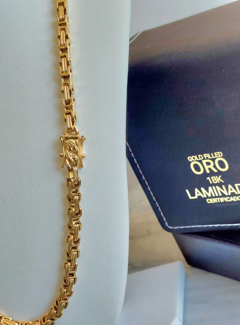 Cadena ORO Laminado 18K Tejido Camino Del Inca Broche Cajón -4
