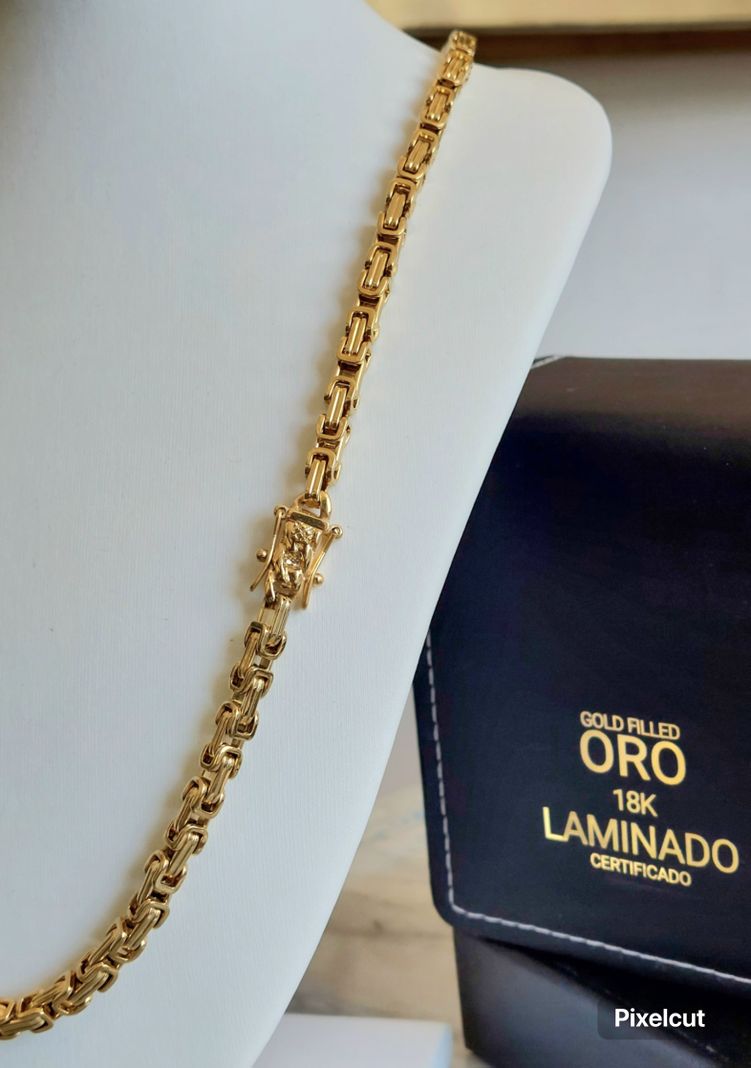 Cadena ORO Laminado 18K Tejido Camino Del Inca Broche Cajón -5