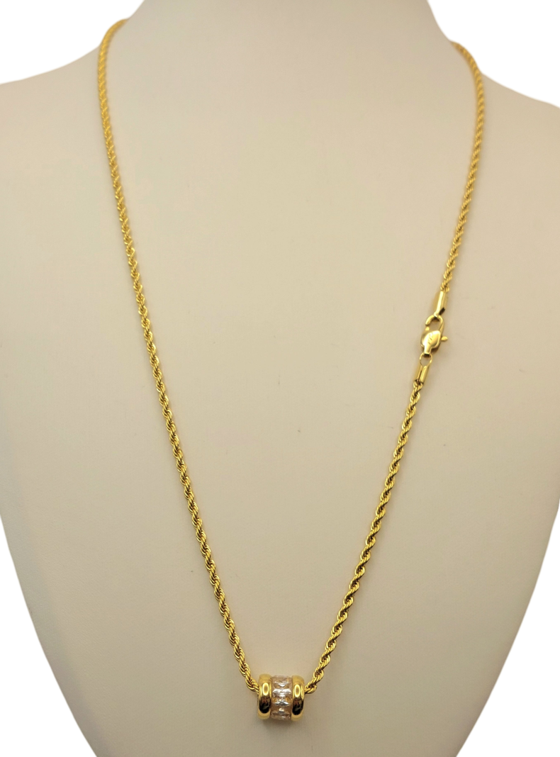 Cadena de Oro Laminado 18K con Cristales Baguette-0