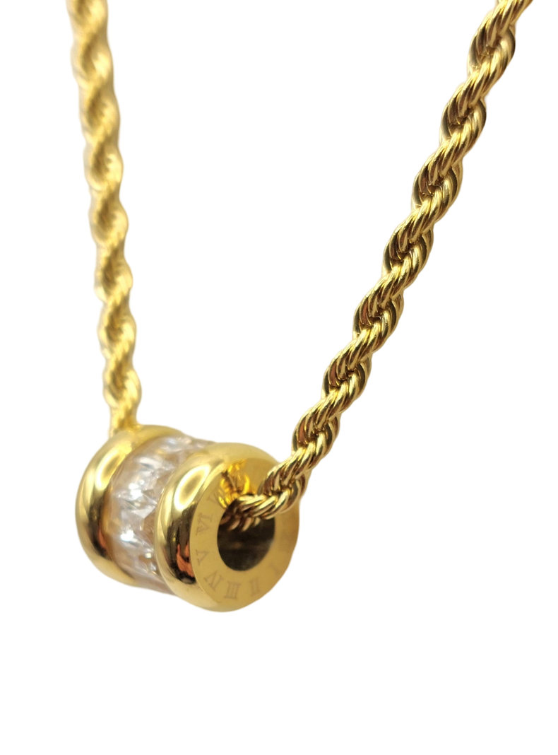 Cadena de Oro Laminado 18K con Cristales Baguette-4