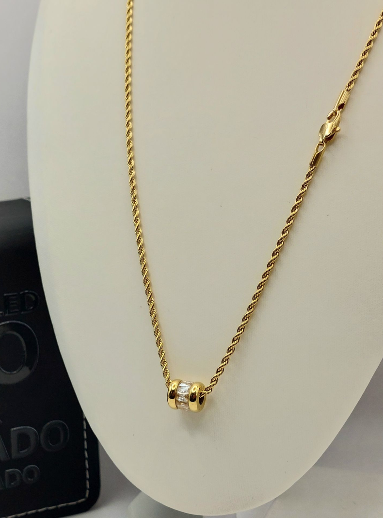 Cadena de Oro Laminado 18K con Cristales Baguette-5