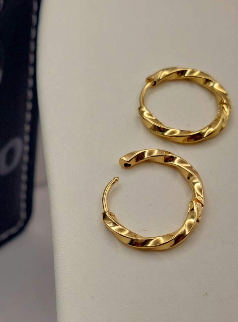 Argollas Enroscadas de Oro Laminado 18k, 20 mm-5