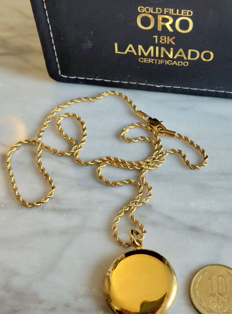 Relicario ORO 18K Laminado Cadena Tejido Tourbillon -4