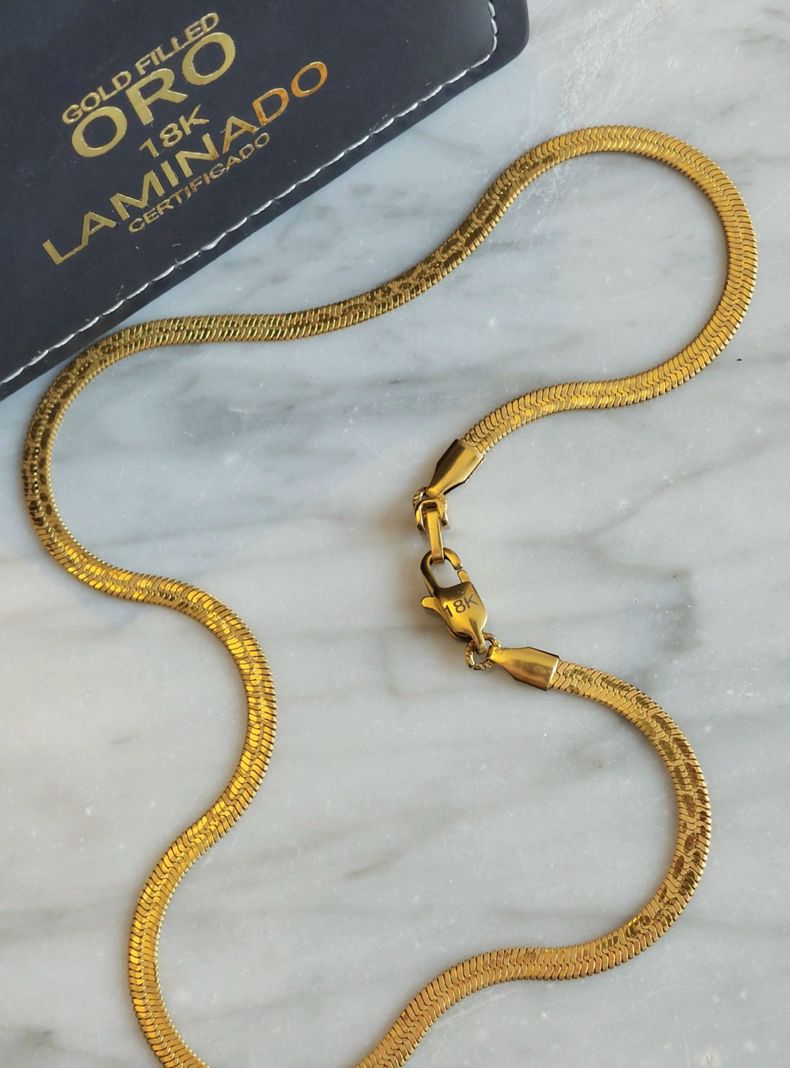 Cadena ORO Laminado 18K Tejido Serpiente Diseño Boa-3