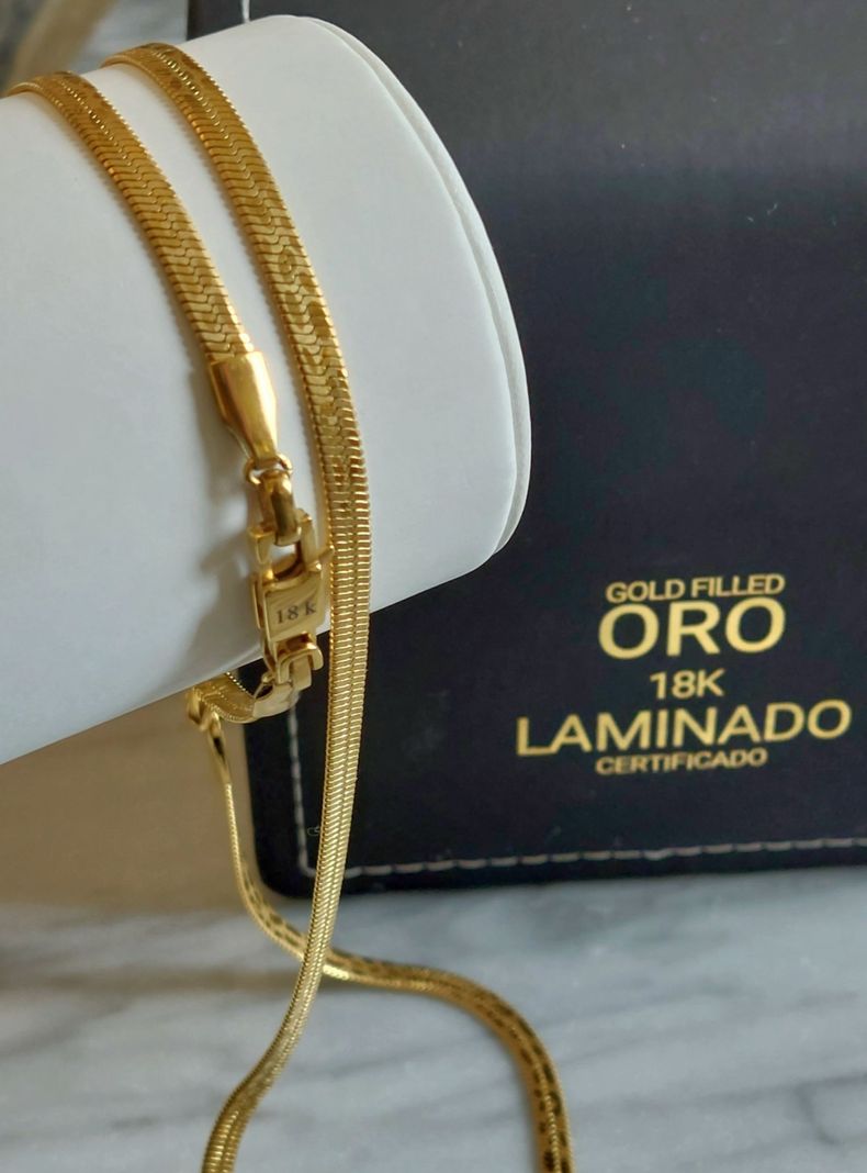 Cadena ORO Laminado 18K Tejido Serpiente Diseño Boa-4