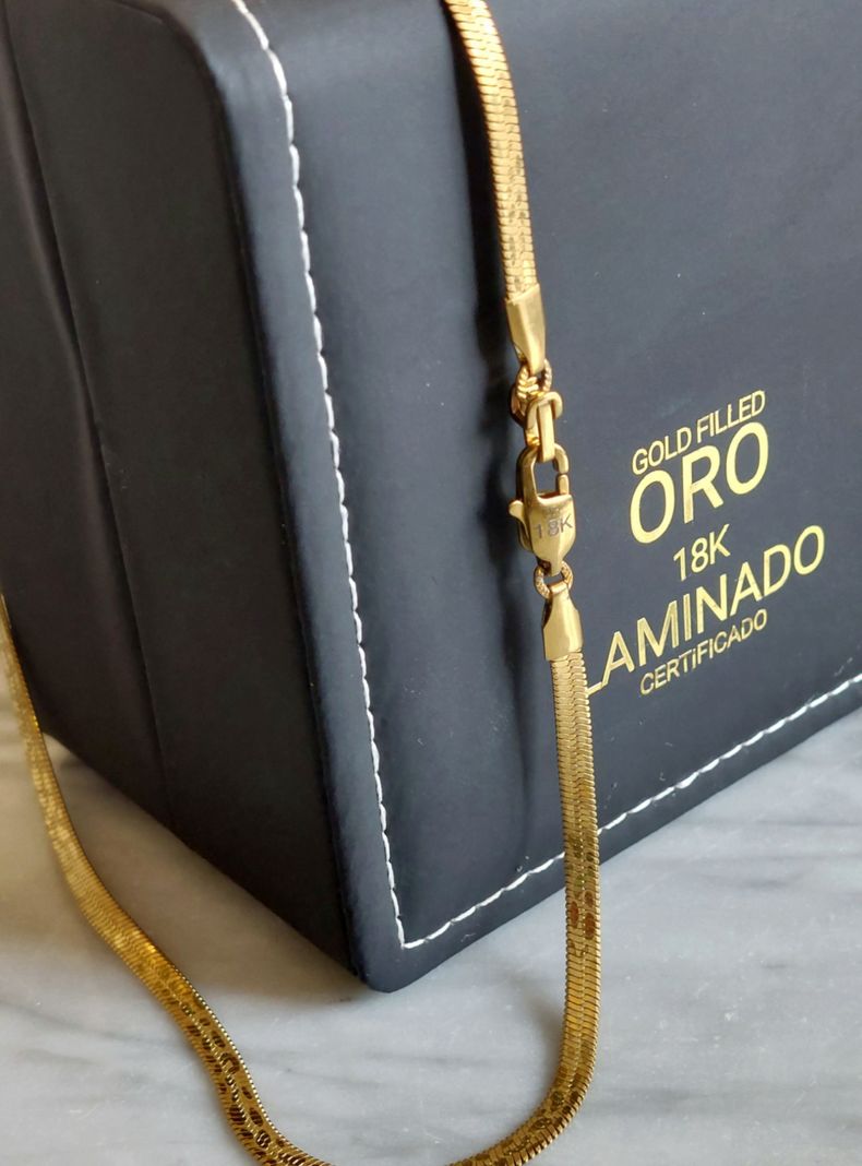Cadena ORO Laminado 18K Tejido Serpiente Diseño Boa-5