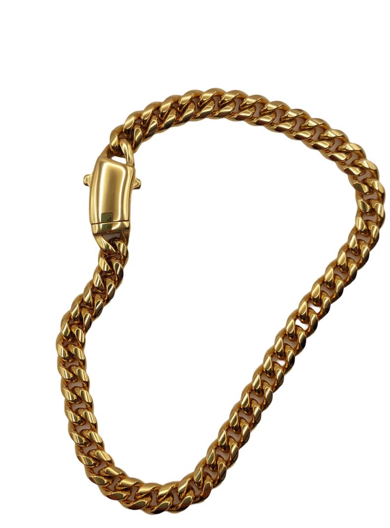 Pulsera Oro Laminado Tejido Cubana con Broche Cajón -0