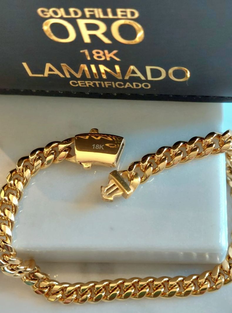 Pulsera Oro Laminado Tejido Cubana con Broche Cajón -4