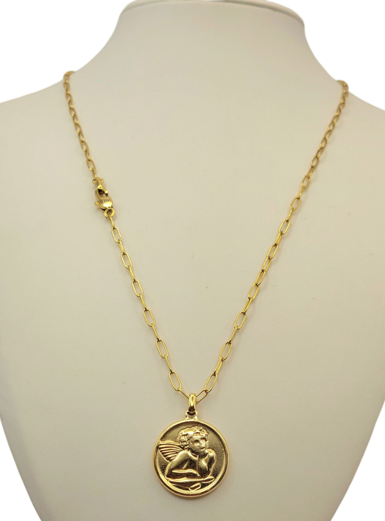 Cadena Tejido Clip con Medalla de Angel de la Guarda Rafael Oro 18K-5