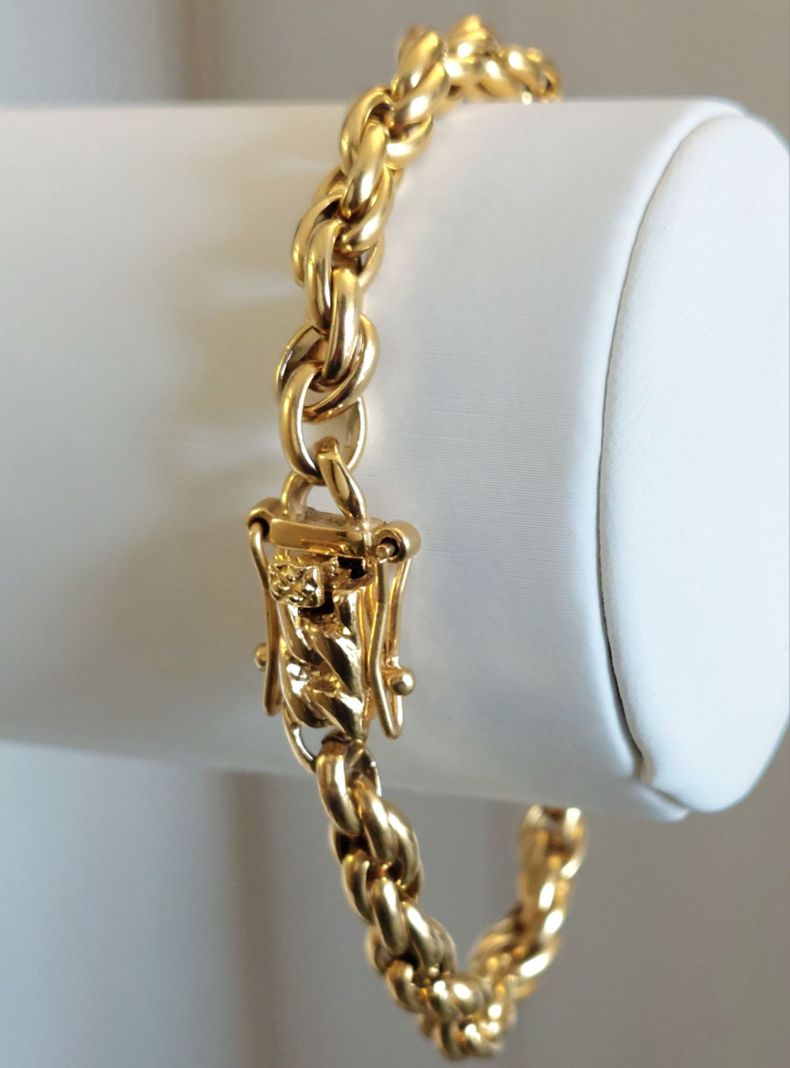 Pulsera ORO 18K Laminado Tejido Tourbillon grueso 5MM Grosor-2