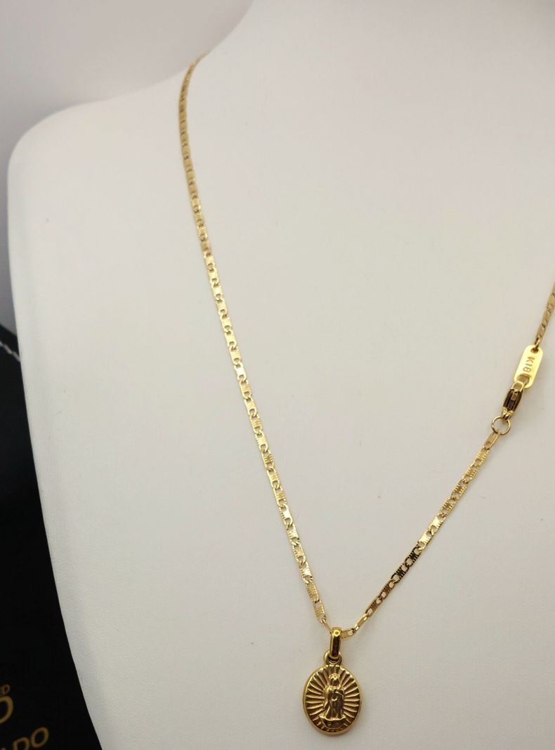Cadena Oro Laminado Tejido Ancla Virgen Milagrosa de los Rayos -5