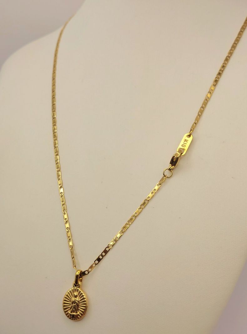 Cadena Oro Laminado Tejido Ancla Virgen Milagrosa de los Rayos -7