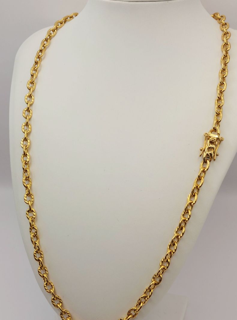Cadena ORO 18K Laminado Broche Cajón Tejido Eslabón Limado -1