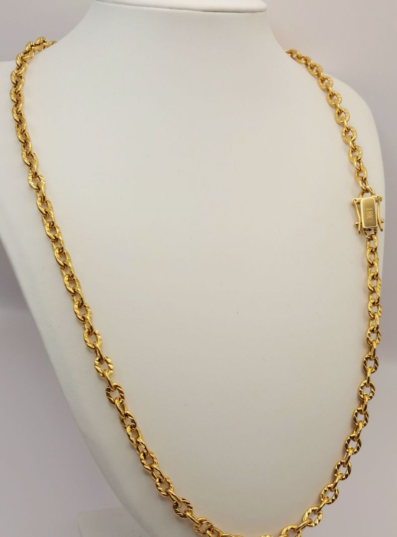 Cadena ORO 18K Laminado Broche Cajón Tejido Eslabón Limado -2