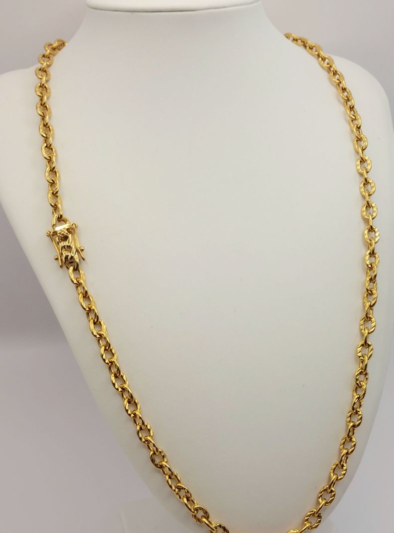 Cadena ORO 18K Laminado Broche Cajón Tejido Eslabón Limado -3