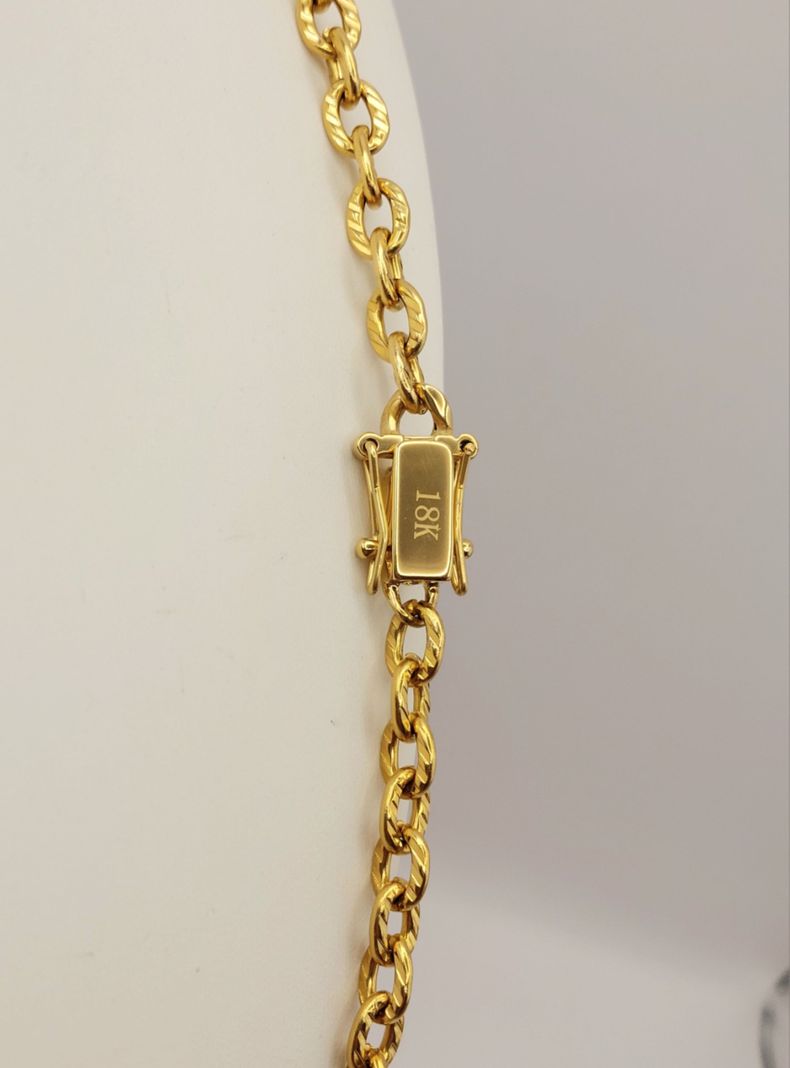 Cadena ORO 18K Laminado Broche Cajón Tejido Eslabón Limado -4