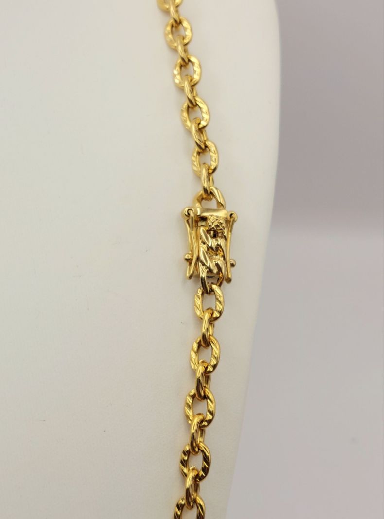 Cadena ORO 18K Laminado Broche Cajón Tejido Eslabón Limado -5