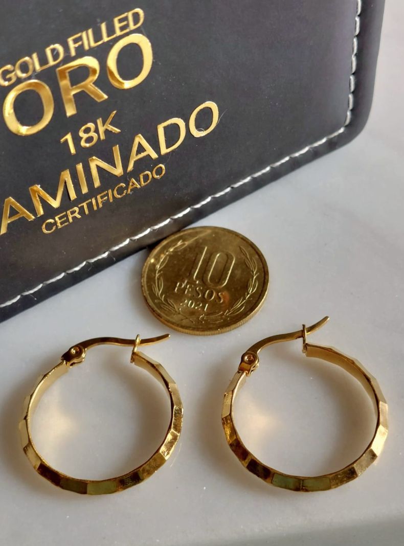 Argollas Facetadas ORO Laminado 18K 2,5 CM-0
