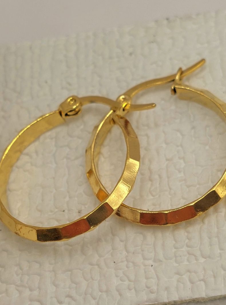 Argollas Facetadas ORO Laminado 18K 2,5 CM-1