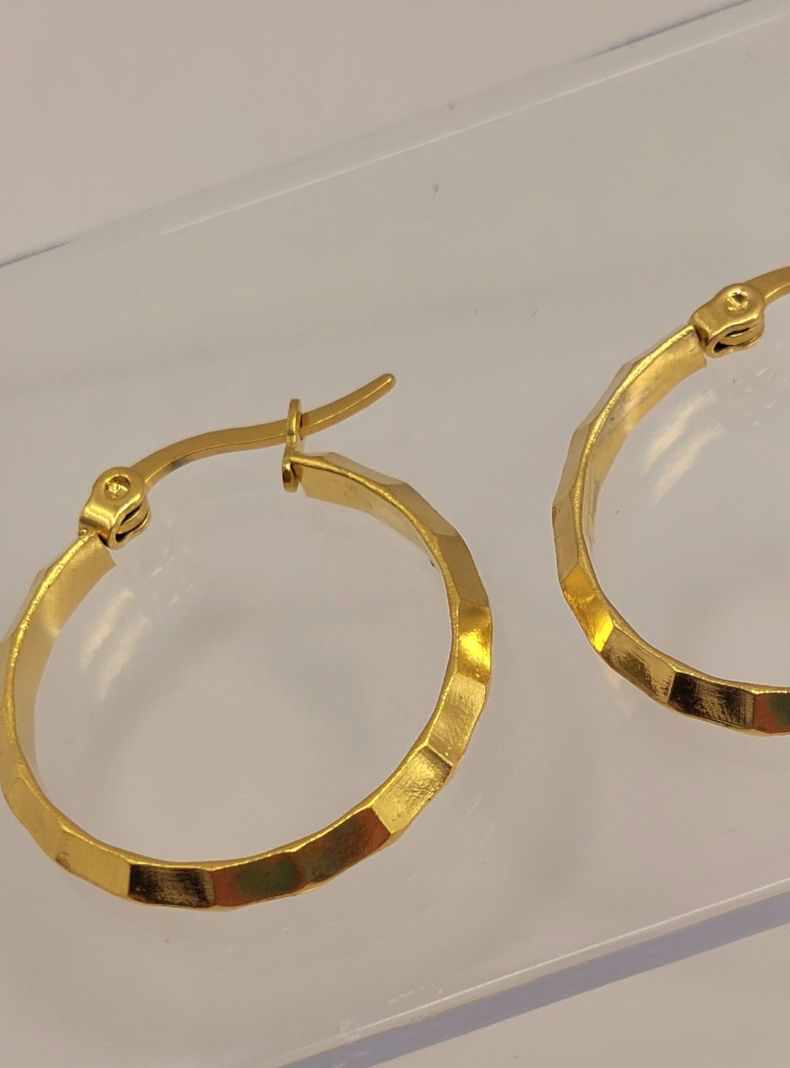 Argollas Facetadas ORO Laminado 18K 2,5 CM-2