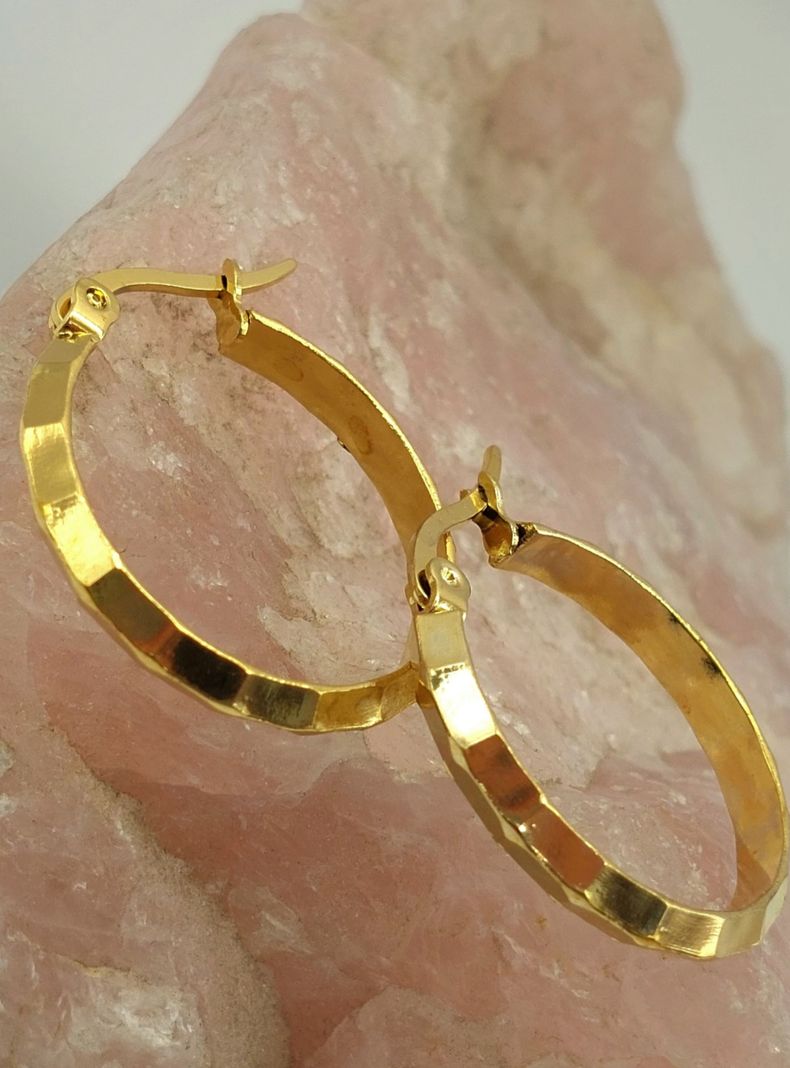 Argollas Facetadas ORO Laminado 18K 2,5 CM-3