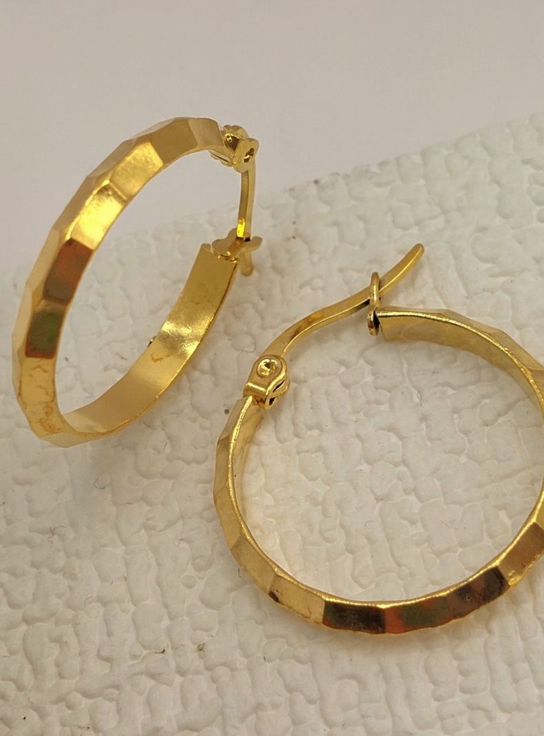 Argollas Facetadas ORO Laminado 18K 2,5 CM-4