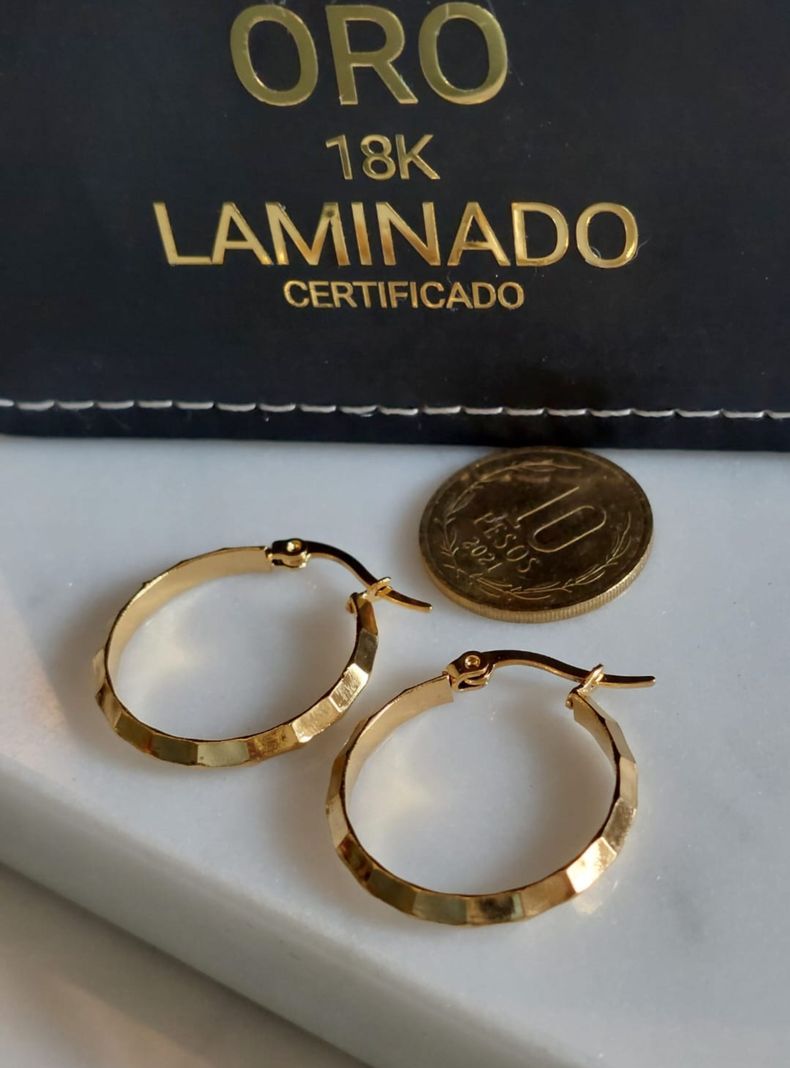 Argollas Facetadas ORO Laminado 18K 2,5 CM-5