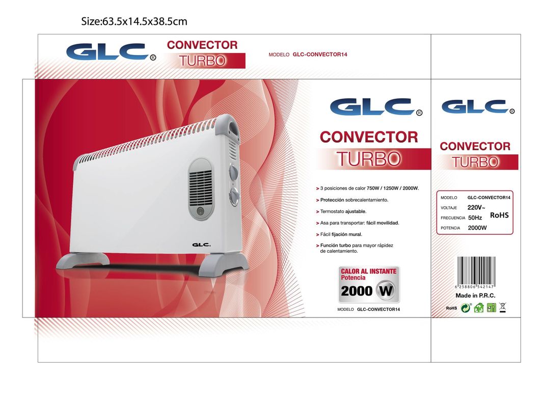 CONVECTOR ELECTRICO MARCA GLC CON TURBO-1