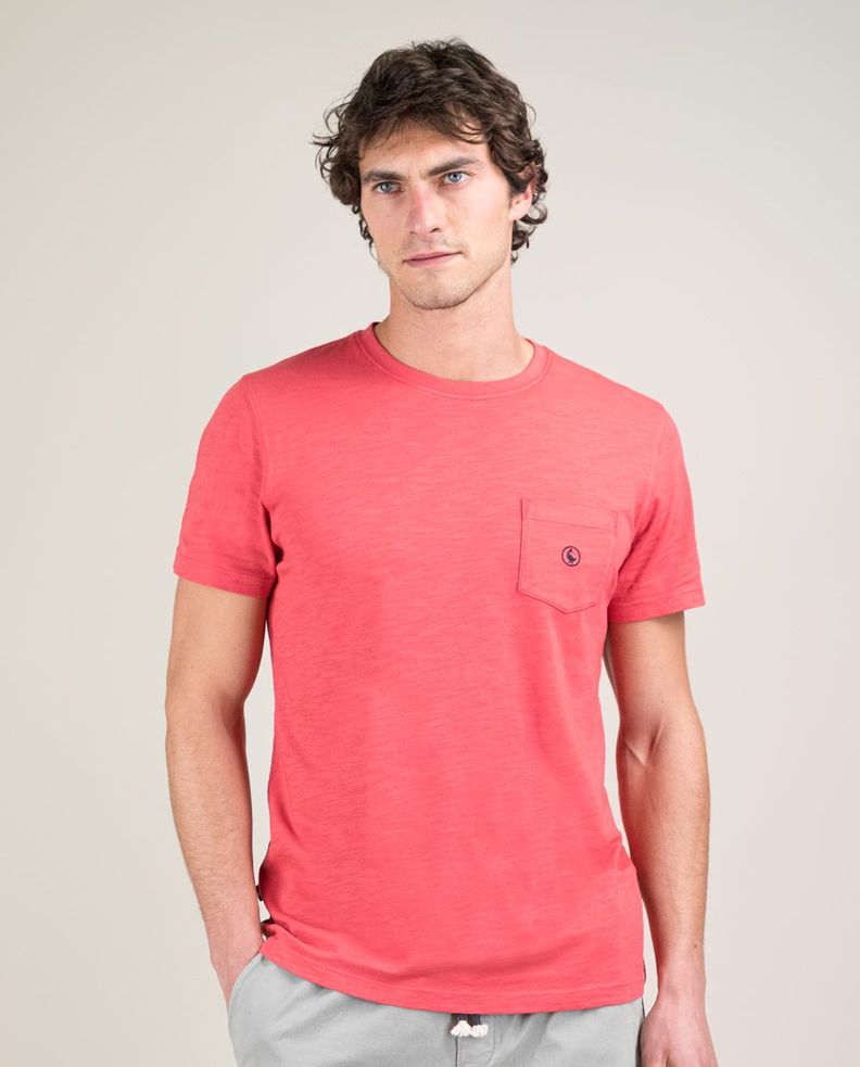 Camiseta Garment Dyed Slub Bolsillo Rojo HOMBRE PV 25