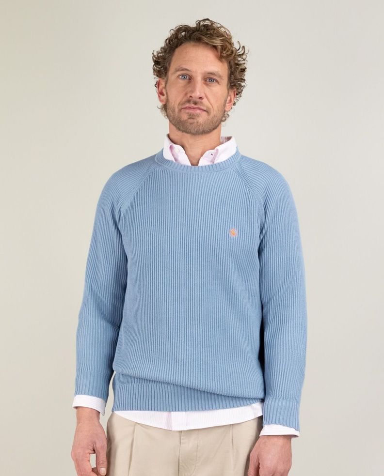 Jersey Punto Inglés Azul Medio HOMBRE PV 25